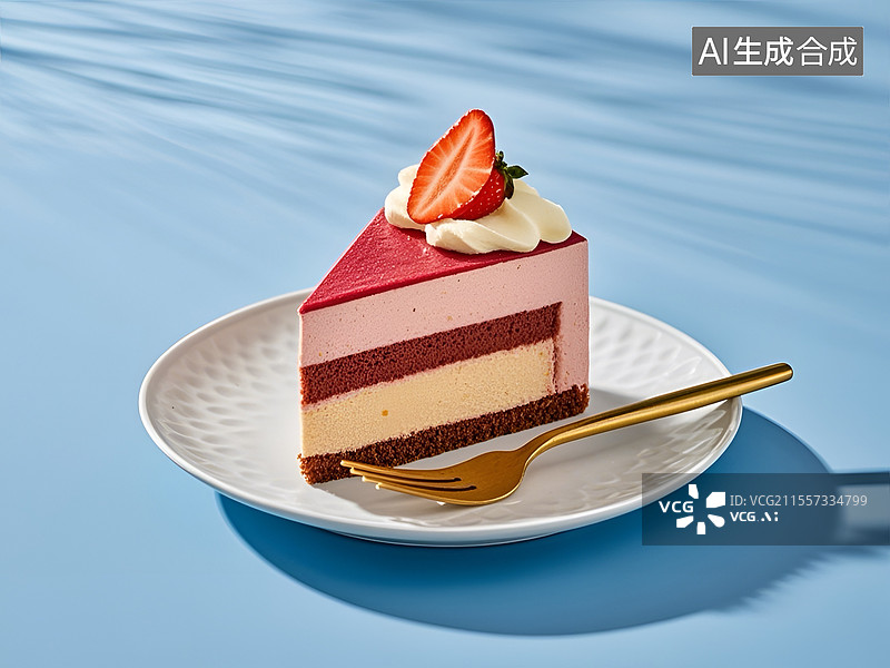 【AI数字艺术】草莓慕斯蛋糕图片素材