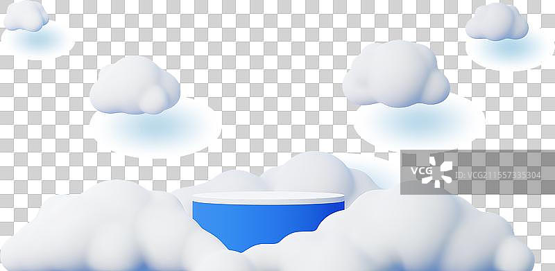 孩子们的领奖台与白色蓬松云朵的圆形舞台图片素材