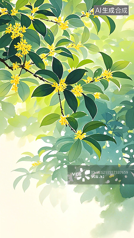 【AI数字艺术】黄灿灿的桂花图图片素材
