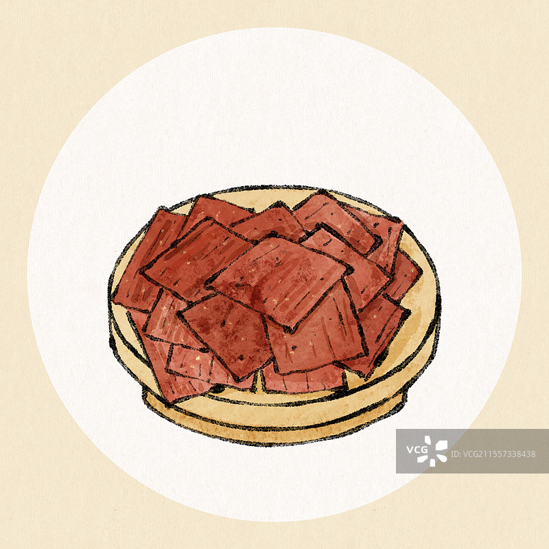 澳门美食国风插画-猪肉脯图片素材