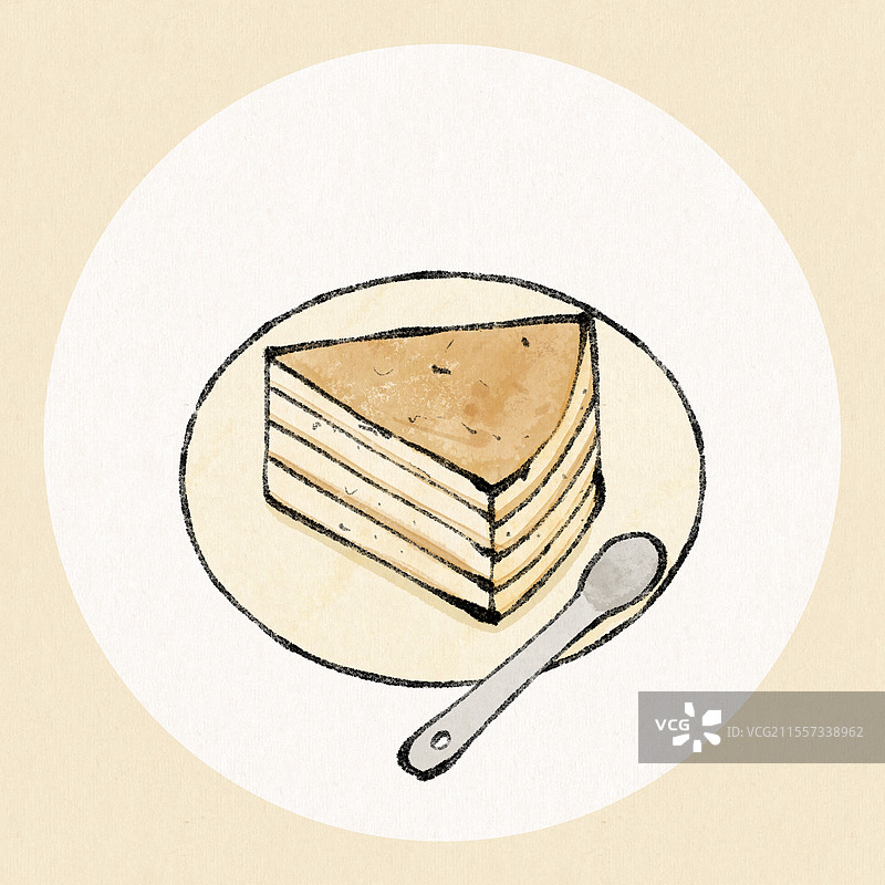 澳门美食国风插画-木糠蛋糕图片素材