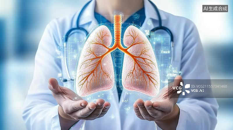 【AI数字艺术】医生与肺部全息影像图片素材