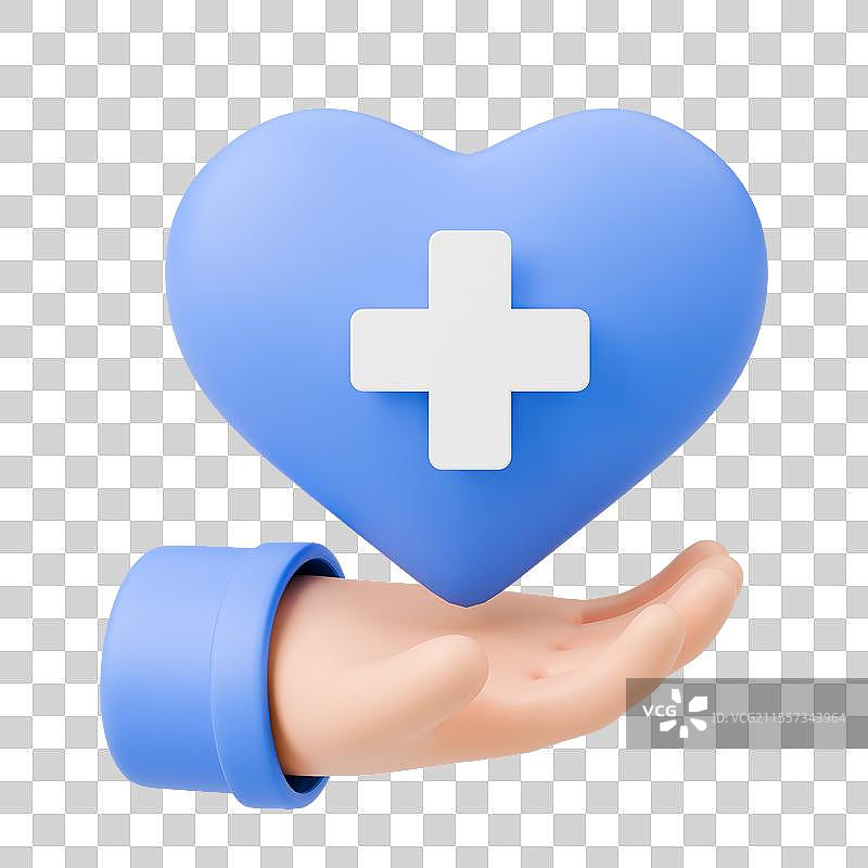 3D渲染的卡通手举医疗用品免抠元素图片素材