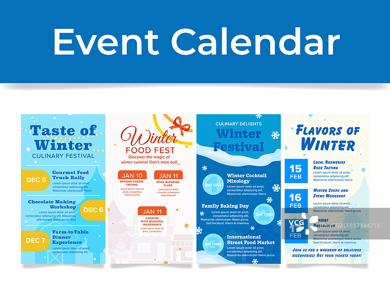 冬季美食节活动日历设计模板图片素材