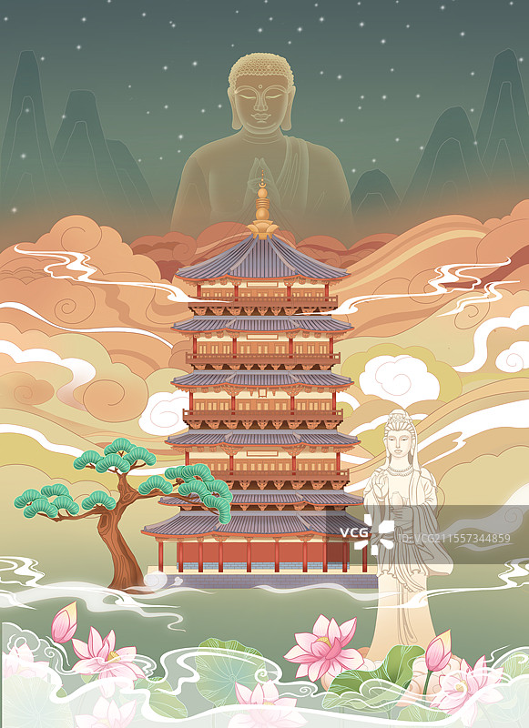 山西省应县木塔释迦塔图片素材