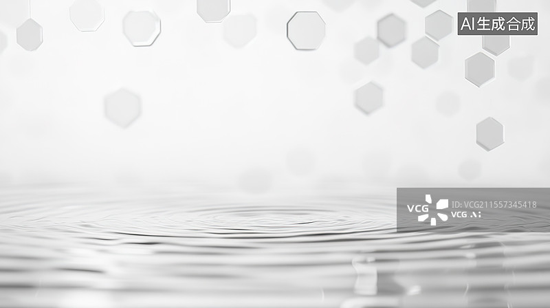 【AI数字艺术】抽象水分子设计背景与曲线元素创新科学广告海报动态水灰白曲线图片素材