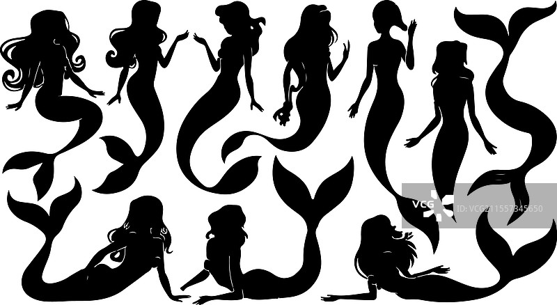 一群黑色美人鱼的图像图片素材