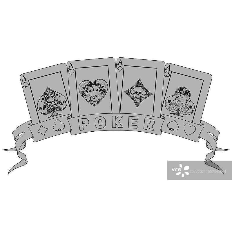 万圣节风格的扑克牌手牌被丝带环绕图片素材