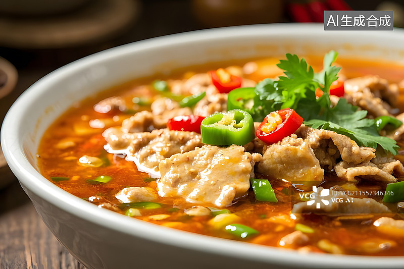 【AI数字艺术】麻辣鲜香的水煮肉片图片素材