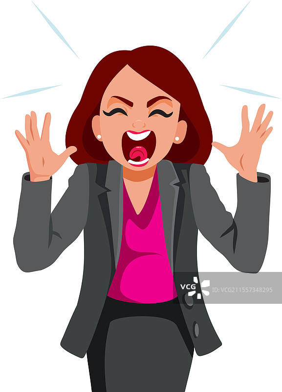 愤怒的女商人正在大喊大叫图片素材