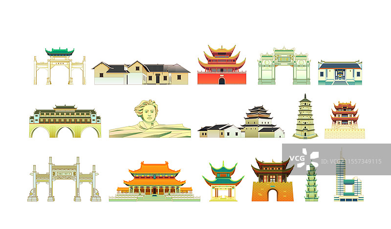湖南旅游地标建筑国潮插画图片素材