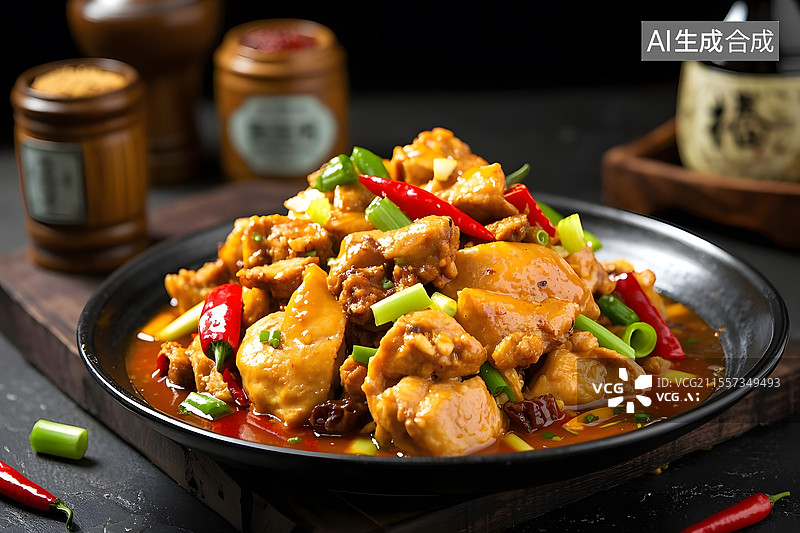 【AI数字艺术】香辣诱人的大盘鸡图片素材