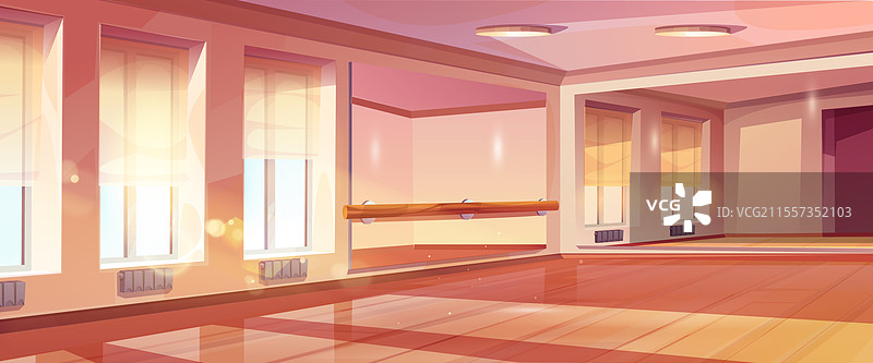 带有木制扶手的芭蕾舞工作室内部图片素材