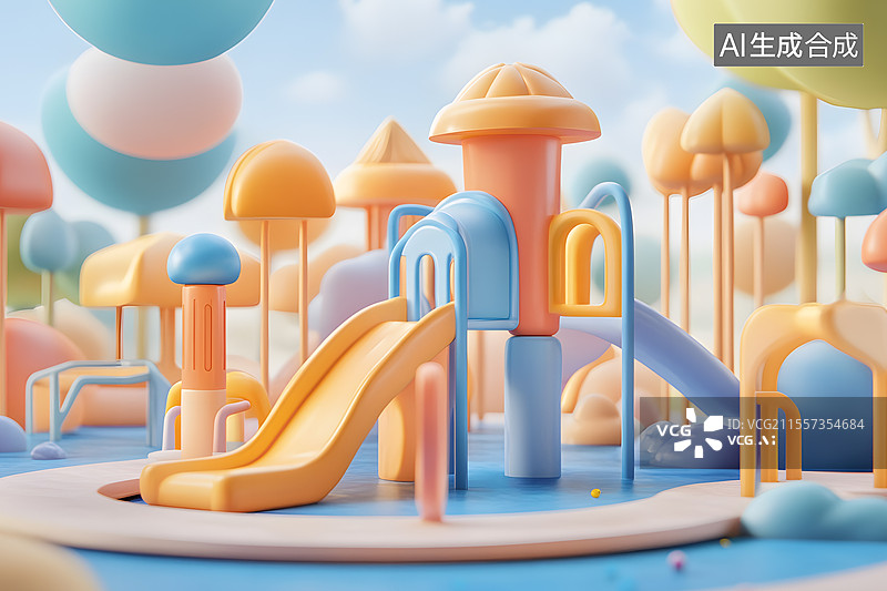 【AI数字艺术】3D卡通儿童乐园图片素材