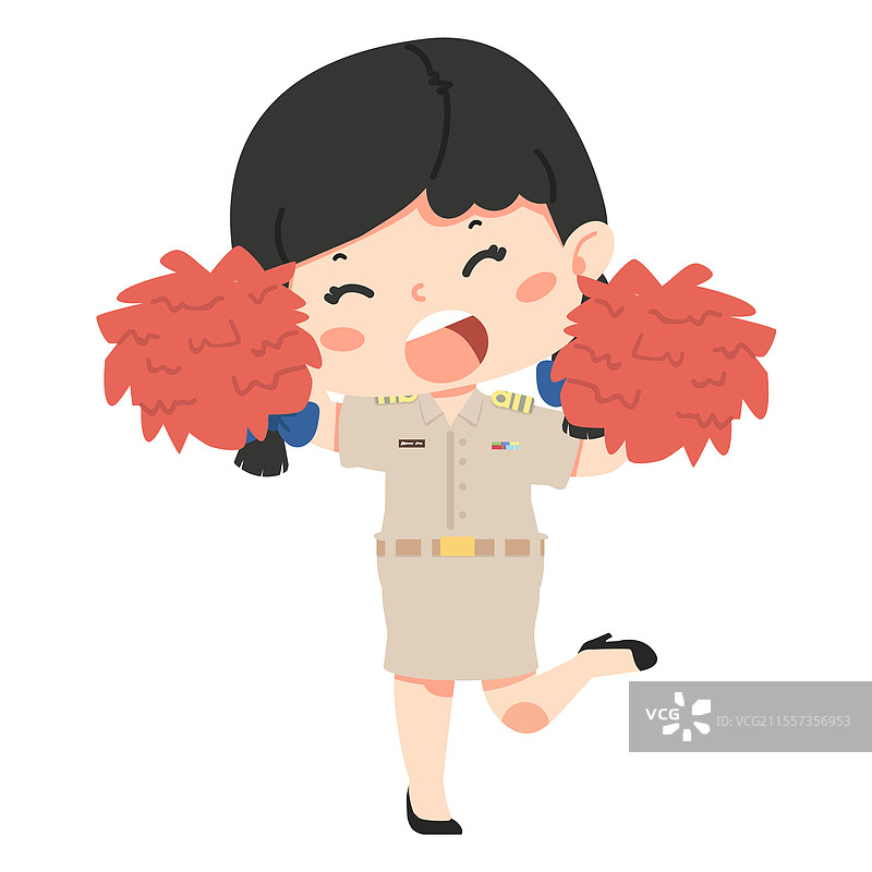快乐的女老师作为拉拉队员图片素材