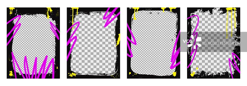 城市涂鸦喷漆背景框架边框套装图片素材