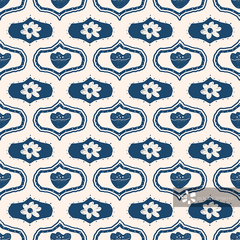 花卉无缝图案大马士革花卉模板图片素材