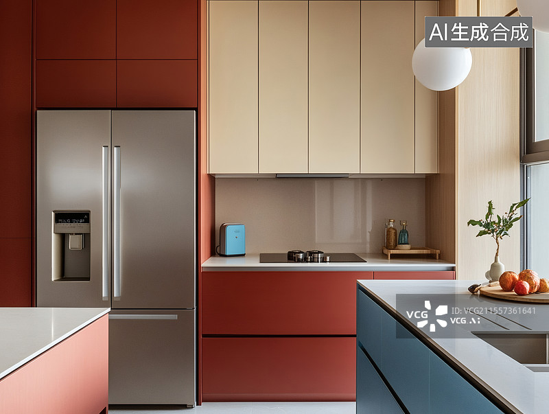【AI数字艺术】现代厨房设计展示图片素材