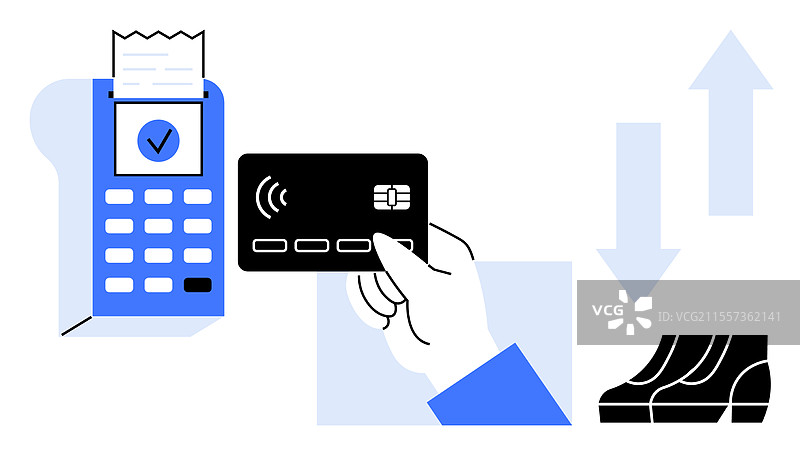 无接触支付，使用卡片和POS终端图片素材