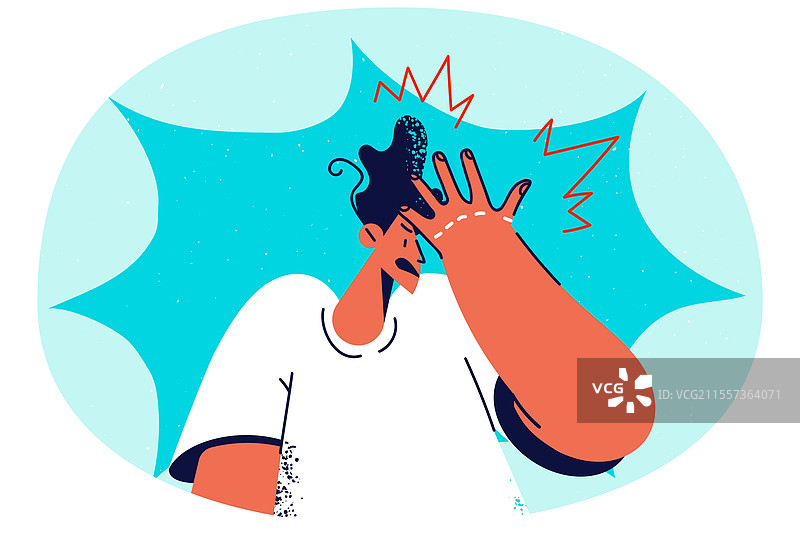 沮丧的男人做出面掌手势图片素材