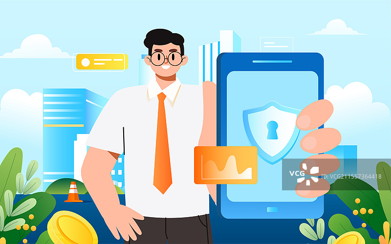 商业金融安全插画图片素材