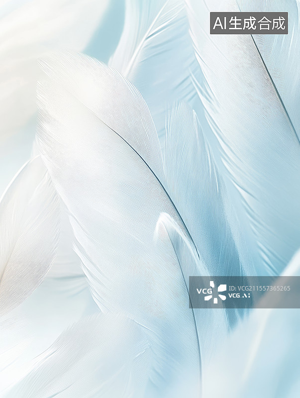 【AI数字艺术】蓝色毛绒羽毛图片素材