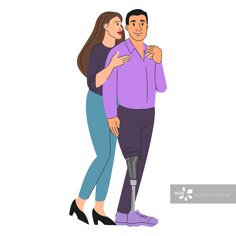 快乐的情侣站在一起，背景单一图片素材