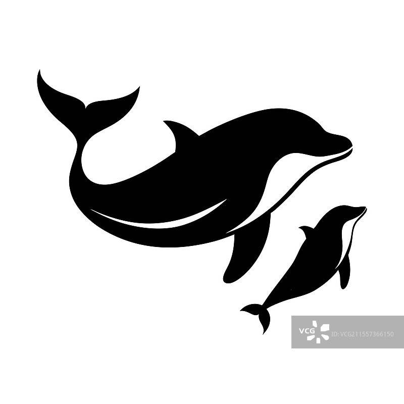 鲸鱼家庭剪影套装图片素材