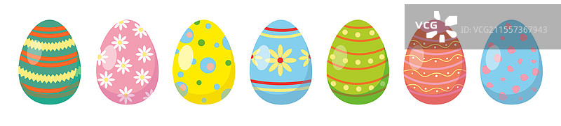 一组五彩缤纷的复活节彩蛋图片素材