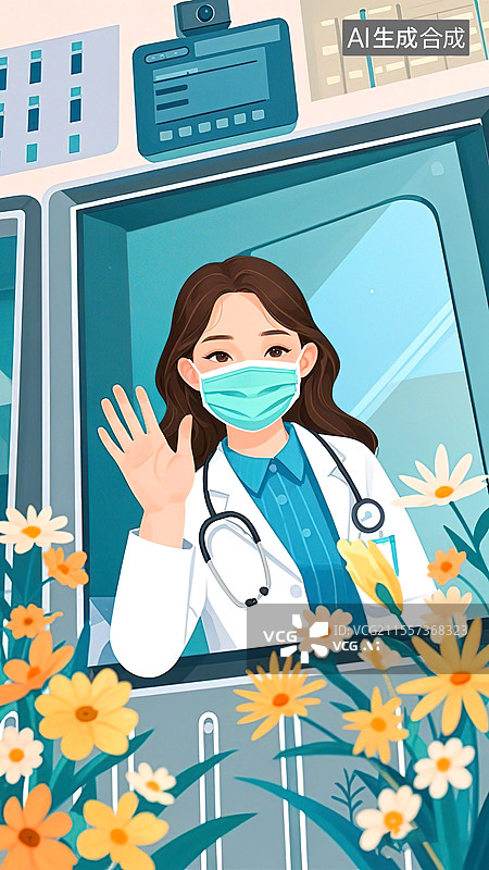 【AI数字艺术】医护人员友好问候图片素材