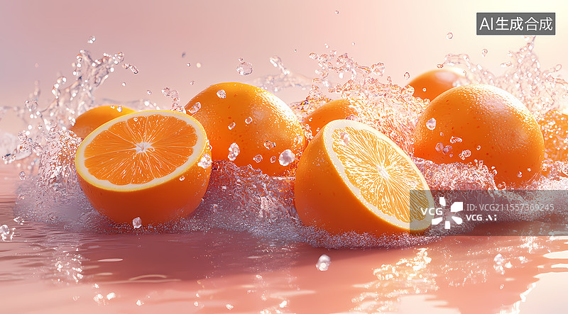 【AI数字艺术】新鲜橙子图片素材
