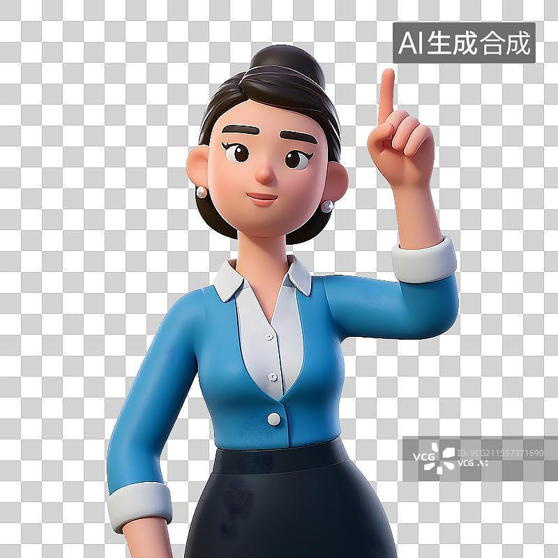 【AI数字艺术】3D渲染年轻女性半身像图片素材