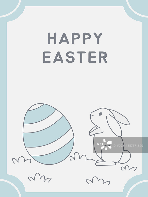 极简风格的涂鸦卡片，上面有复活节彩蛋兔子图片素材