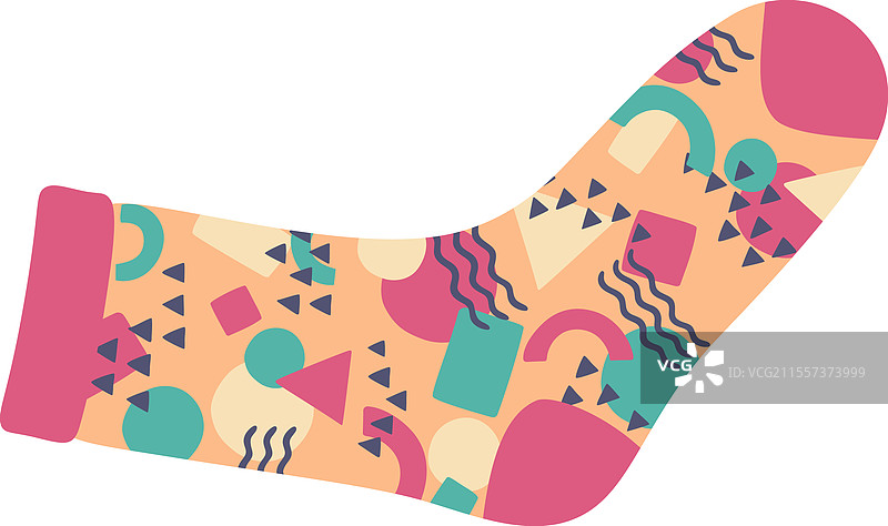 一只水平放置的单袜子，展示出丰富的色彩图片素材