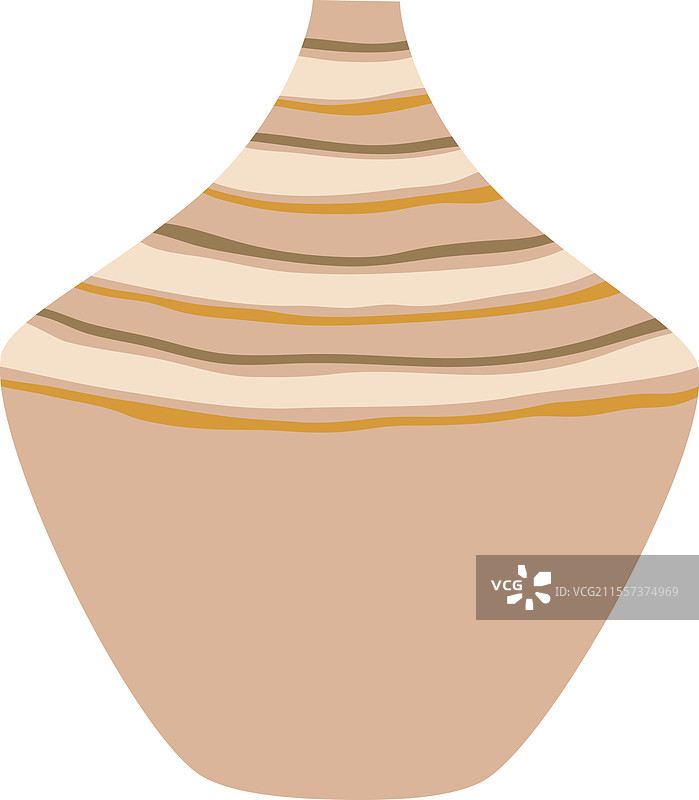 米色花瓶带有优雅的条纹，提升任何空间的美感图片素材