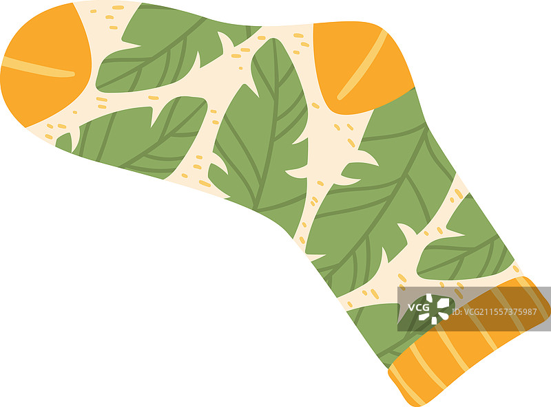 舒适的袜子，印有生动的热带叶子图案图片素材