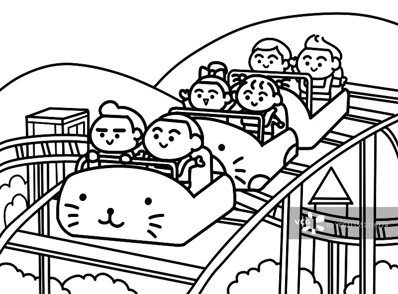 孩子们在过山车上玩耍图片素材