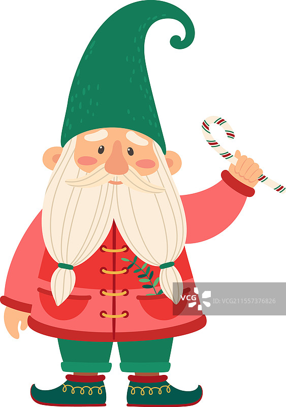 可爱的圣诞侏儒穿着传统的红色外套图片素材