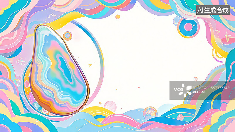 【AI数字艺术】2D卡通居左-矿物宝石类壁纸-手绘扁平化背景高清-蛋白石图片素材