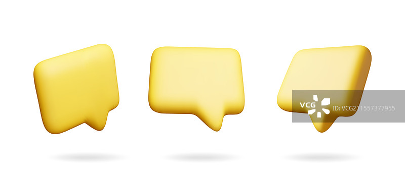 3D黄色空白对话气泡套装图片素材