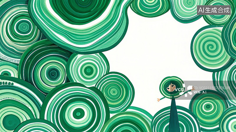 【AI数字艺术】2D卡通居左-矿物宝石类壁纸-手绘扁平化背景高清-孔雀石图片素材