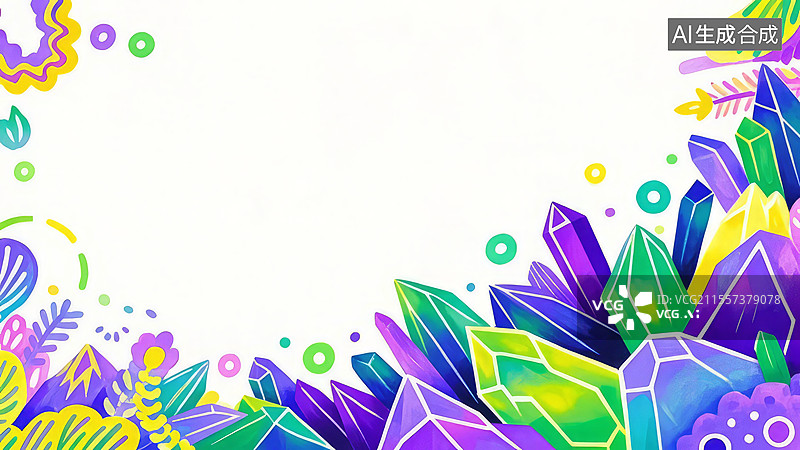【AI数字艺术】2D卡通右下-矿物宝石类壁纸-手绘扁平化背景高清-萤石图片素材