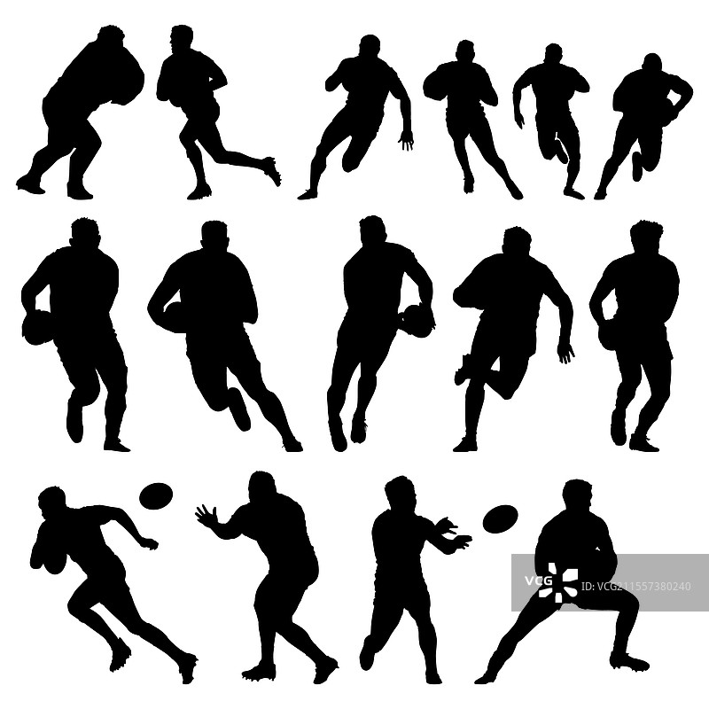 高细节橄榄球运动员剪影简约设计图片素材