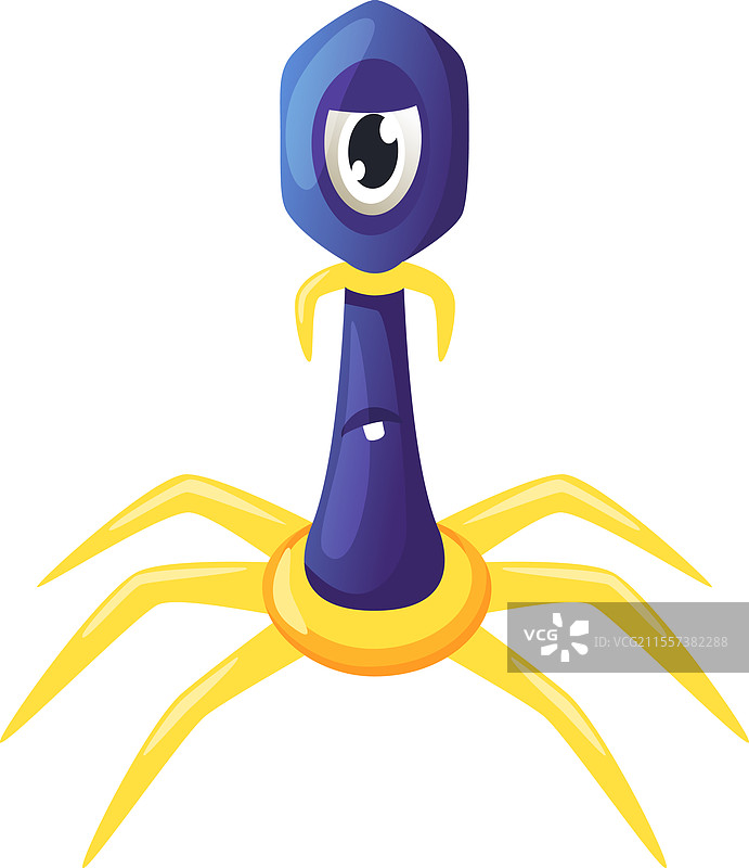 细菌噬菌体病毒攻击细菌，背景为黄色图片素材