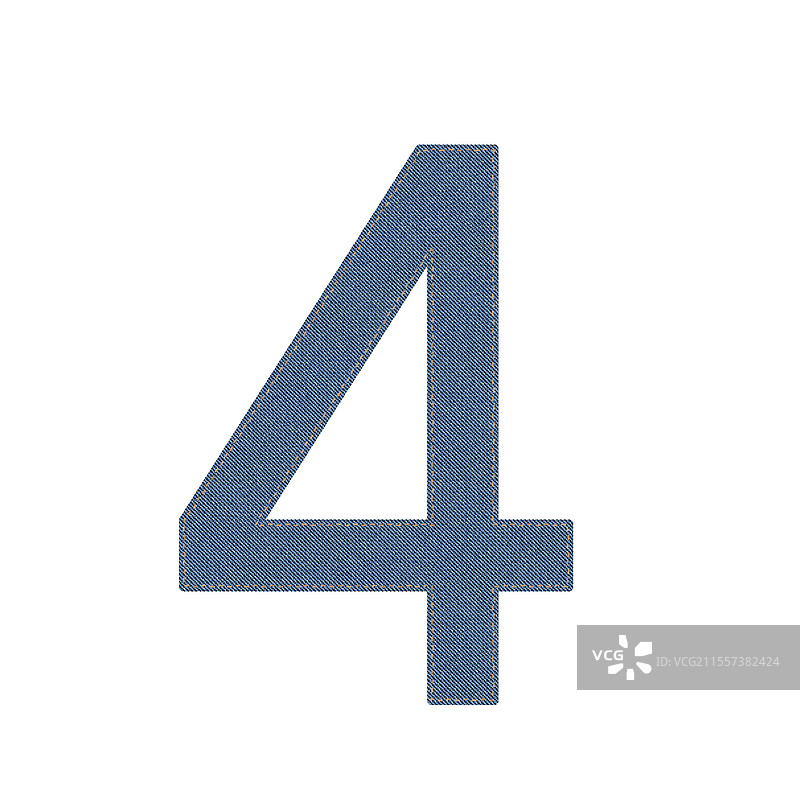 仿牛仔布线缝字阿拉伯数字插画元素图片素材