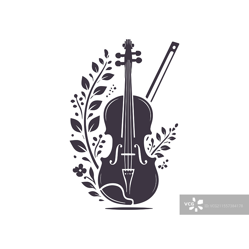 管弦乐小提琴和弓的剪影模板图片素材