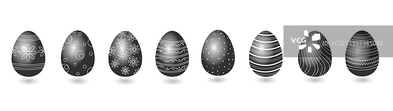一组黑色复活节彩蛋图片素材