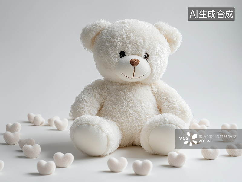 【AI数字艺术】白色儿童陪伴玩具玩偶泰迪熊图片素材