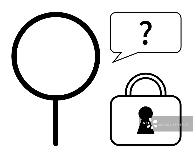 放大镜与带问号的对话气泡图片素材