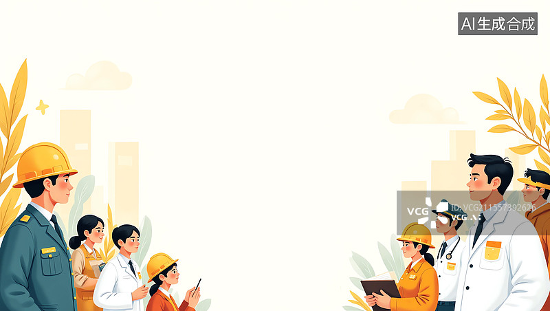 【AI数字艺术】扁平化职业人员2D卡通两侧图片素材